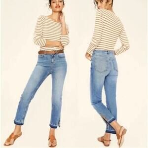 Boden Jeans Salisbury Straight Side Split High Rise Ankle Denim, Light Blue, 8P